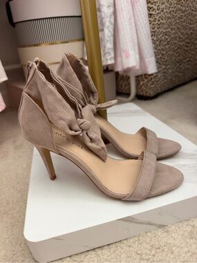 Taupe Madden Girl Suede Ankle Tie Heels
